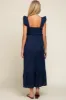 Navy Blue Sleeveless Tiered Maternity Maxi Dress sold by Pinkblush
