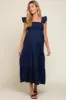 Navy Blue Sleeveless Tiered Maternity Maxi Dress sold by Pinkblush