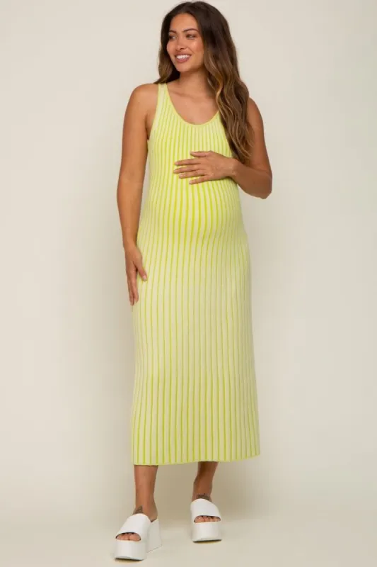 Lime Ribbed Sleeveless Maternity Maxi Dress sold by Pinkblush