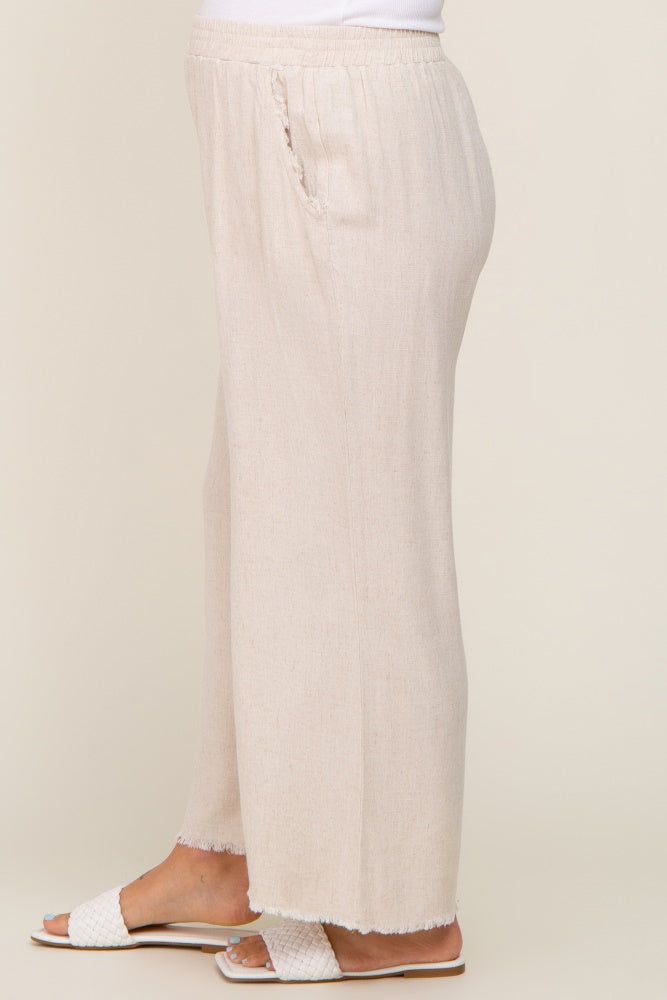 Beige Fringe Hem Linen Maternity Pants sold by Pinkblush product image thumbnail 3