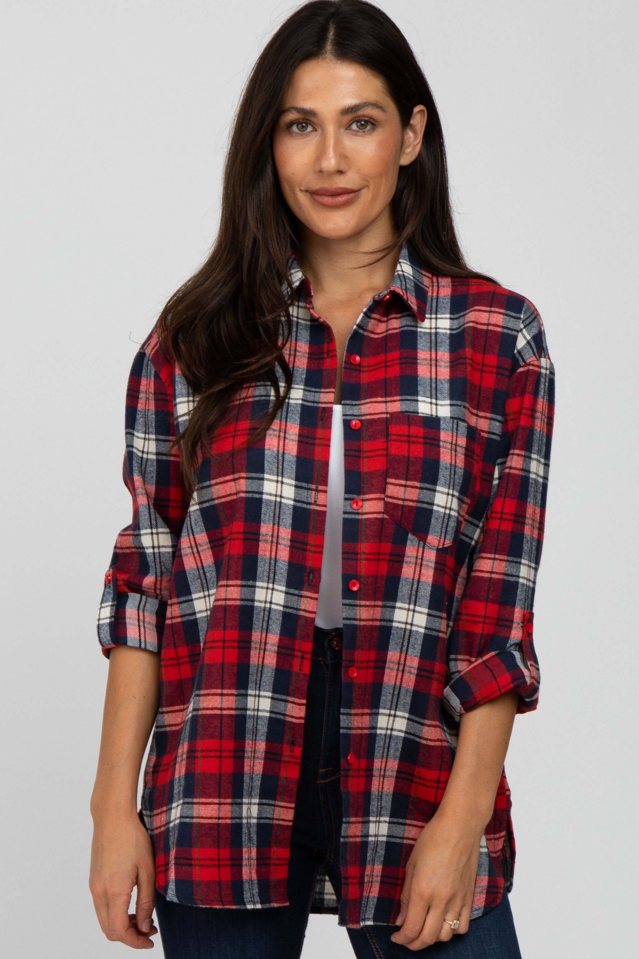 Red Plaid Oversized Top sold by Pinkblush