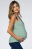 Light Olive Crossover Ruched Maternity Nursing Tank sold by Pinkblush