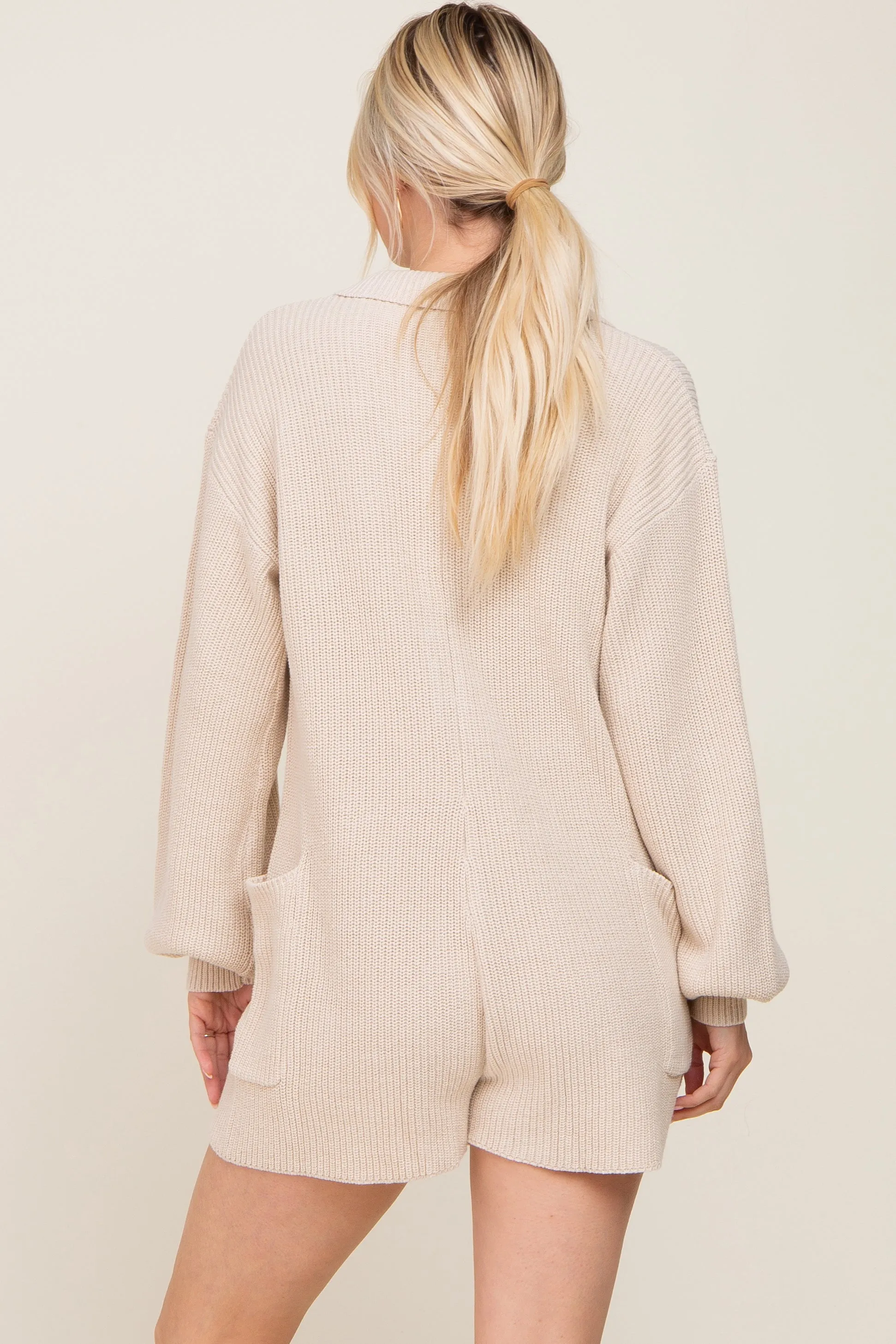 Cream Button Down Sweater Romper sold by Pinkblush product image thumbnail 3