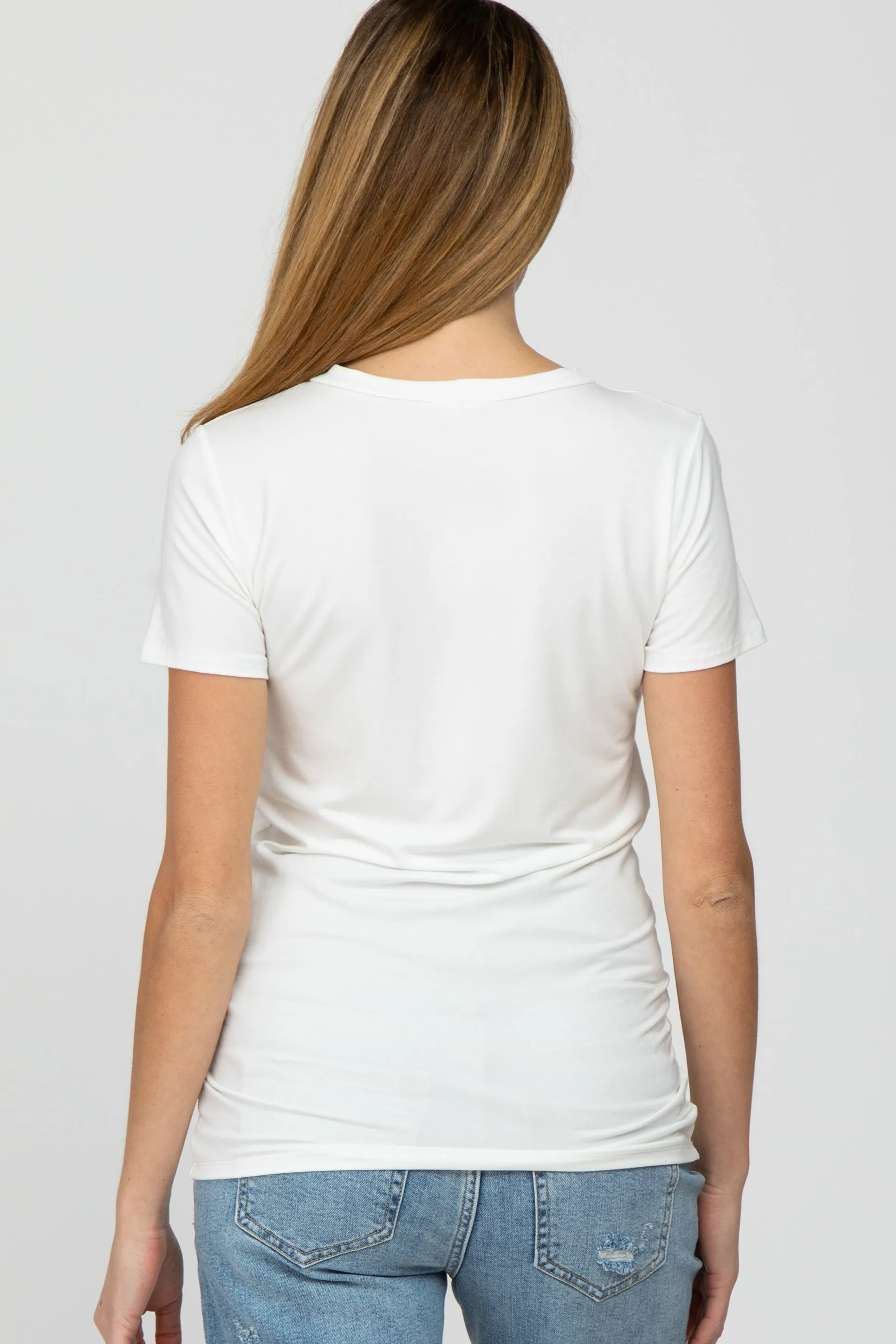 White Basic Short Sleeve Maternity Top sold by Pinkblush product image thumbnail 3
