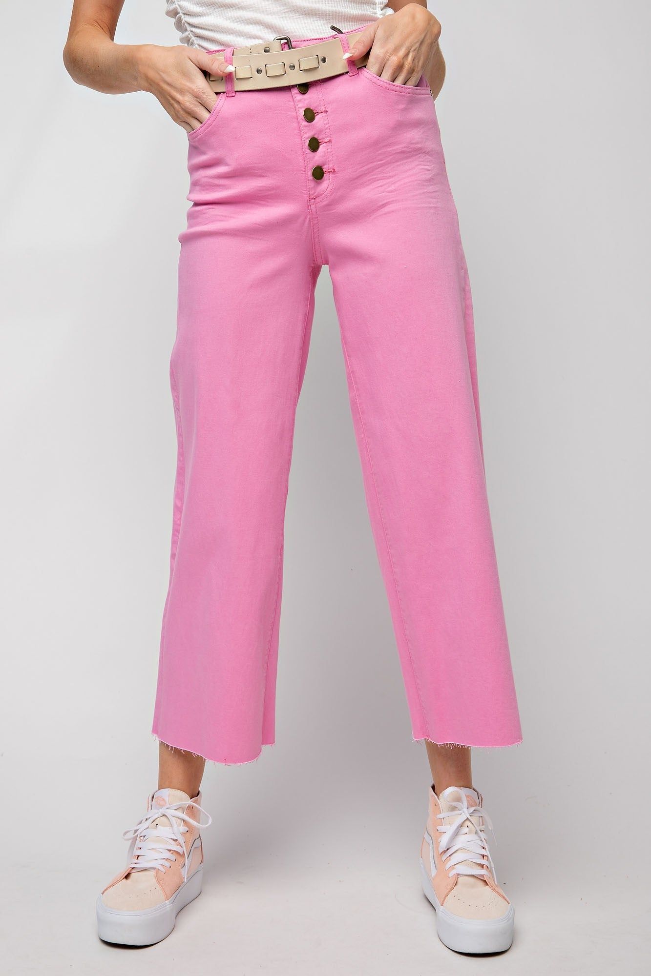 Pink Wide Leg Twill Trousers sold by Pinkblush product image thumbnail 2