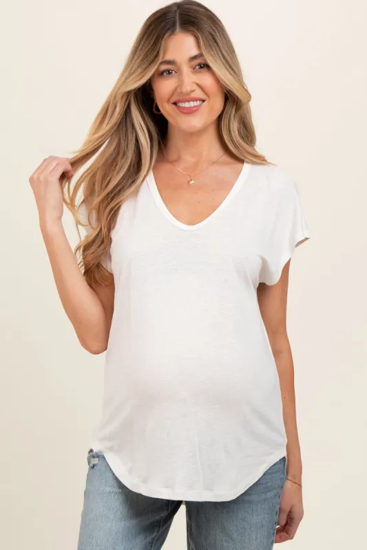 Ivory V-Neck Maternity Top sold by Pinkblush