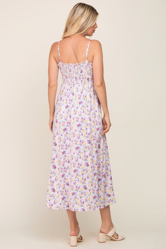 Lavender Square Neck Smocked Midi Dress sold by Pinkblush product image thumbnail 3