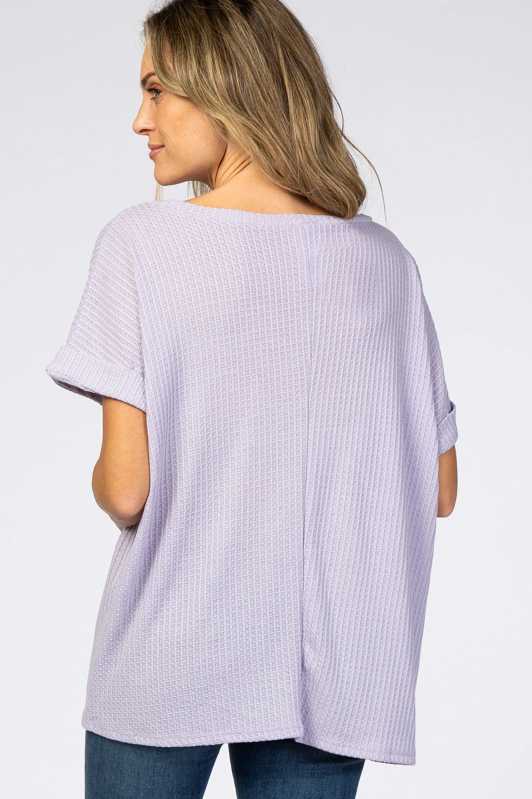 Lavender Boxy Waffle Knit Top sold by Pinkblush product image thumbnail 3