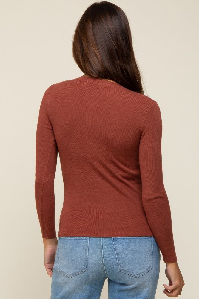 Rust Knit Long Sleeve Maternity Top sold by Pinkblush product image thumbnail 3