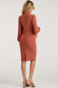 Rust Rib Knit Mock Neck Maternity Nursing Dress sold by Pinkblush