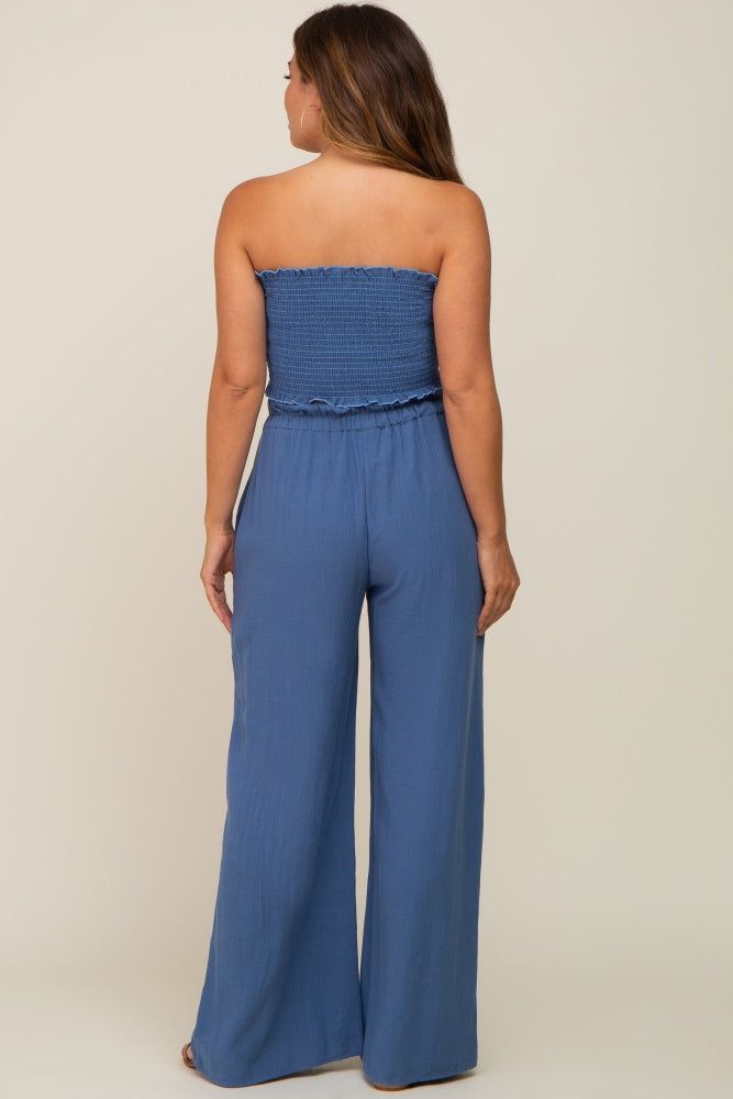 Blue Front Tie Crop Top and Pant Maternity Set sold by Pinkblush product image thumbnail 3