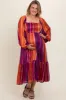 Plum Striped Metallic Yarn Maternity Plus Midi Dress sold by Pinkblush