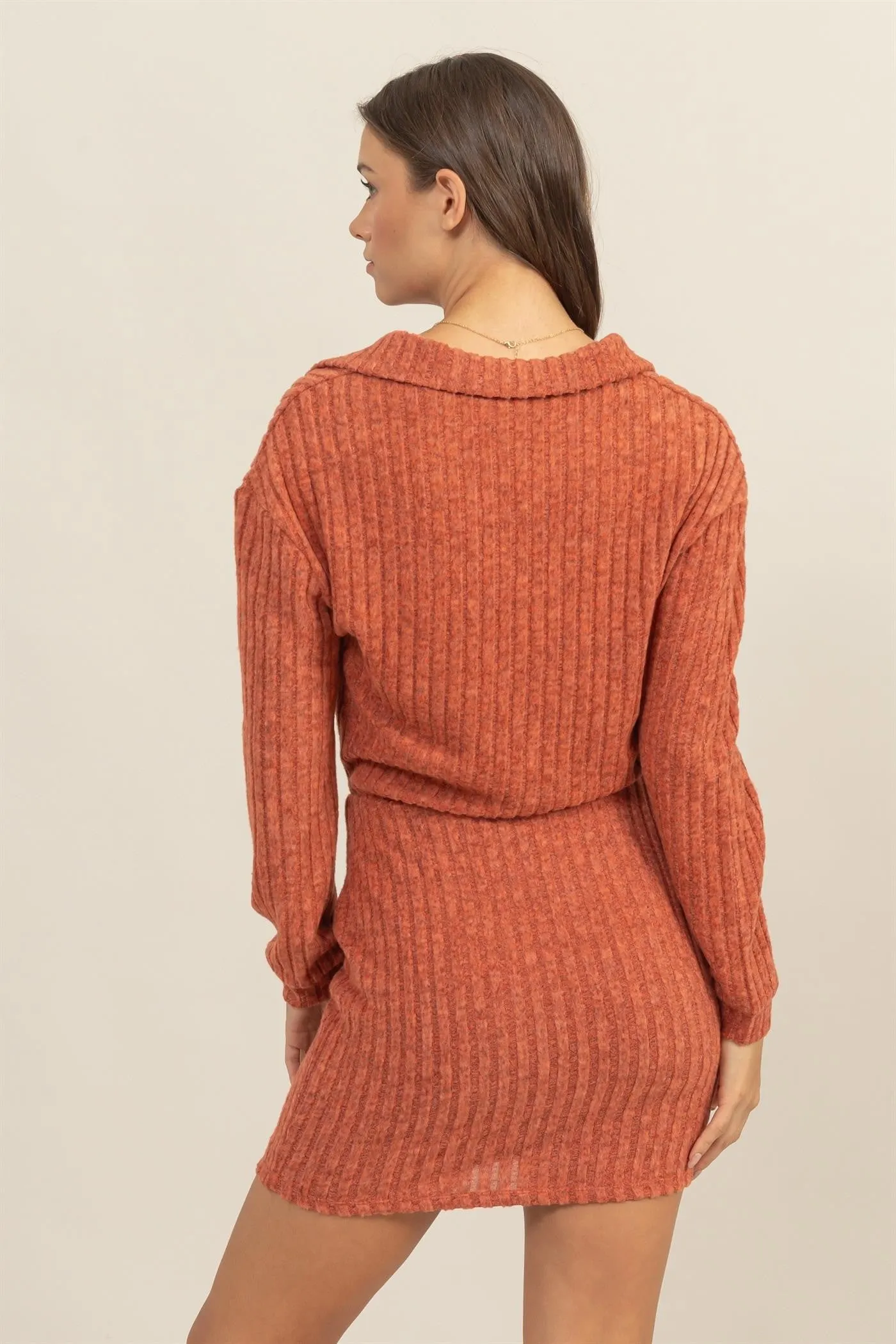 Rust Brushed Ribbed Knit Dress sold by Pinkblush product image thumbnail 5