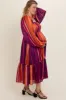 Plum Striped Metallic Yarn Maternity Plus Midi Dress sold by Pinkblush