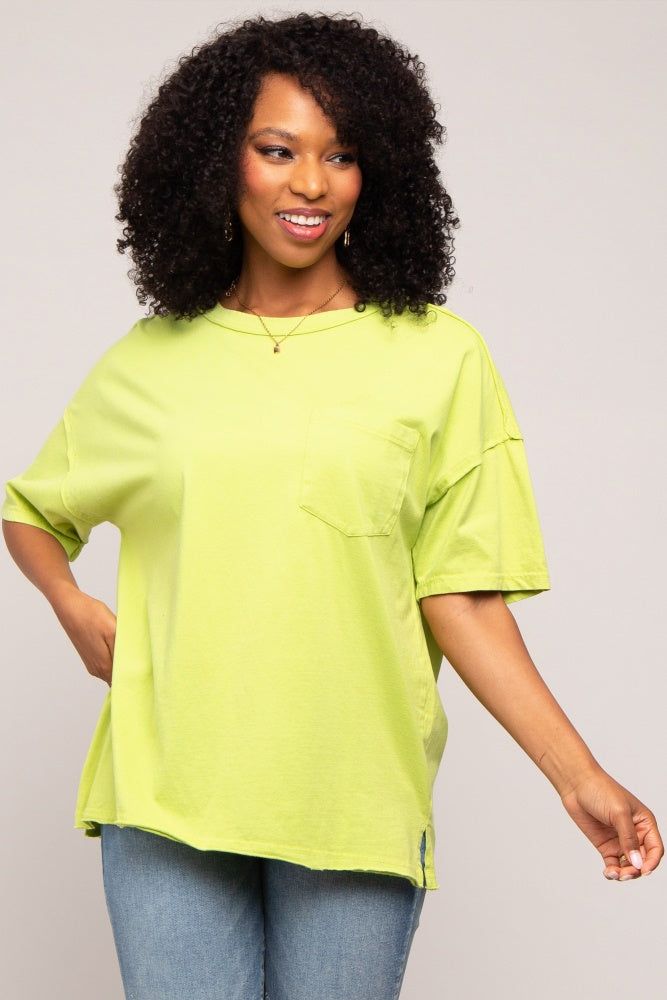 Lime Exposed Seam Pocket T-Shirt sold by Pinkblush product image thumbnail 2