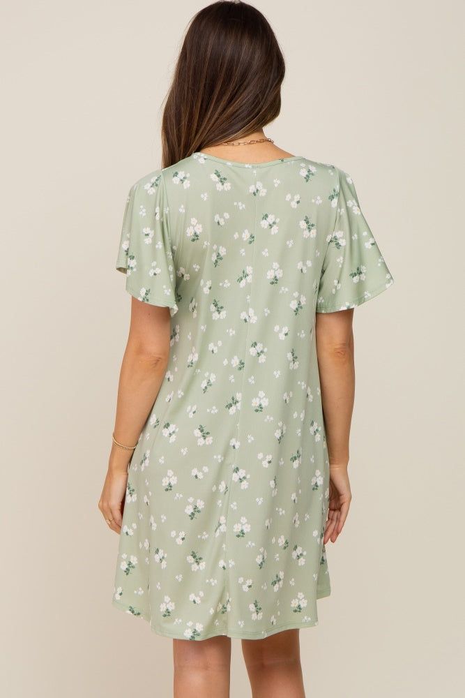 Sage Floral Flounce Sleeve Maternity Dress sold by Pinkblush product image thumbnail 3