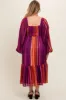 Plum Striped Metallic Yarn Maternity Plus Midi Dress sold by Pinkblush