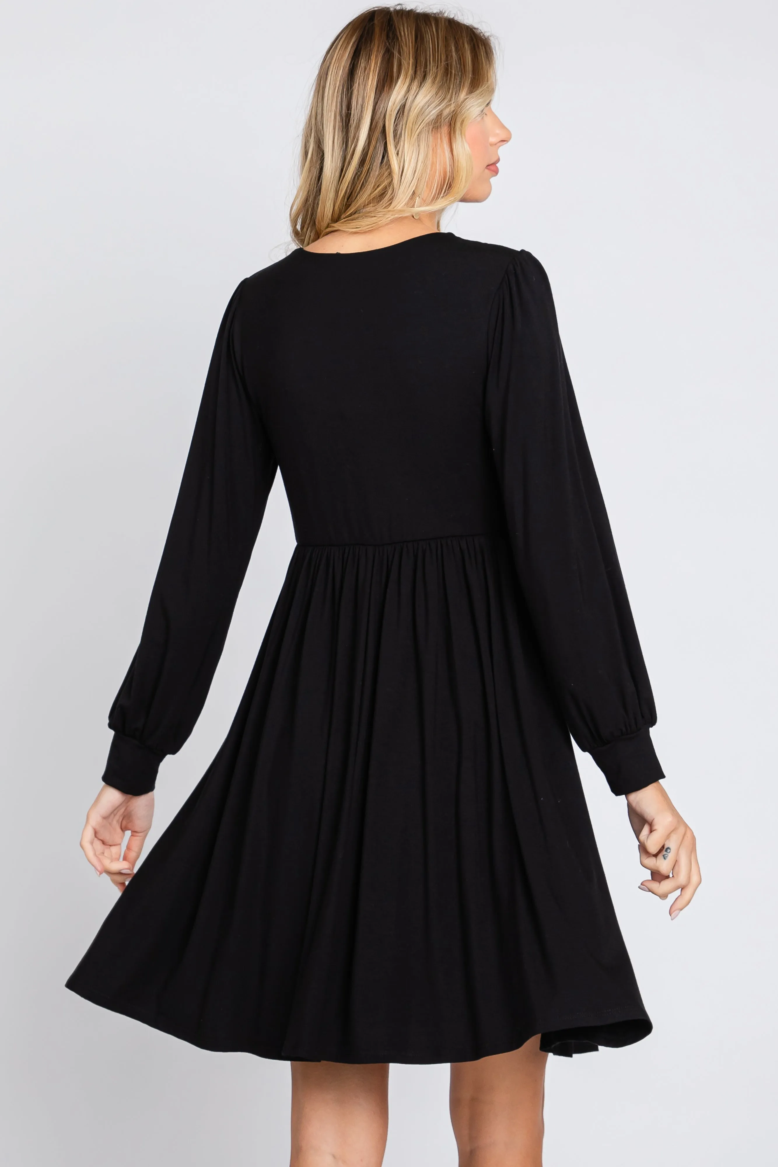 Black Long Puff Sleeve Dress sold by Pinkblush product image thumbnail 3