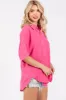 Fuchsia Linen Dolman Half Sleeve Button Down Top sold by Pinkblush