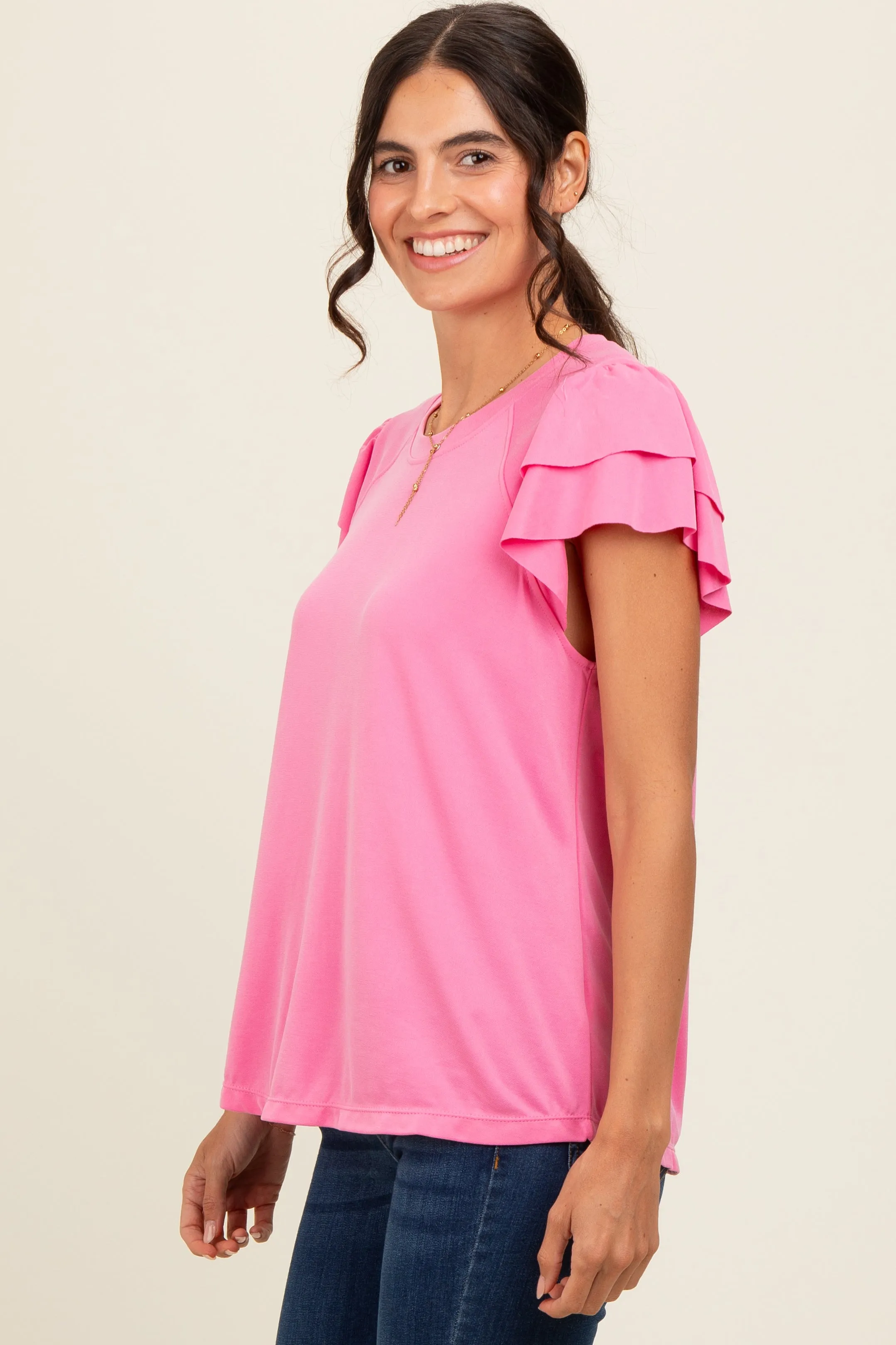 Pink Ruffle Short Sleeve Top sold by Pinkblush product image thumbnail 2