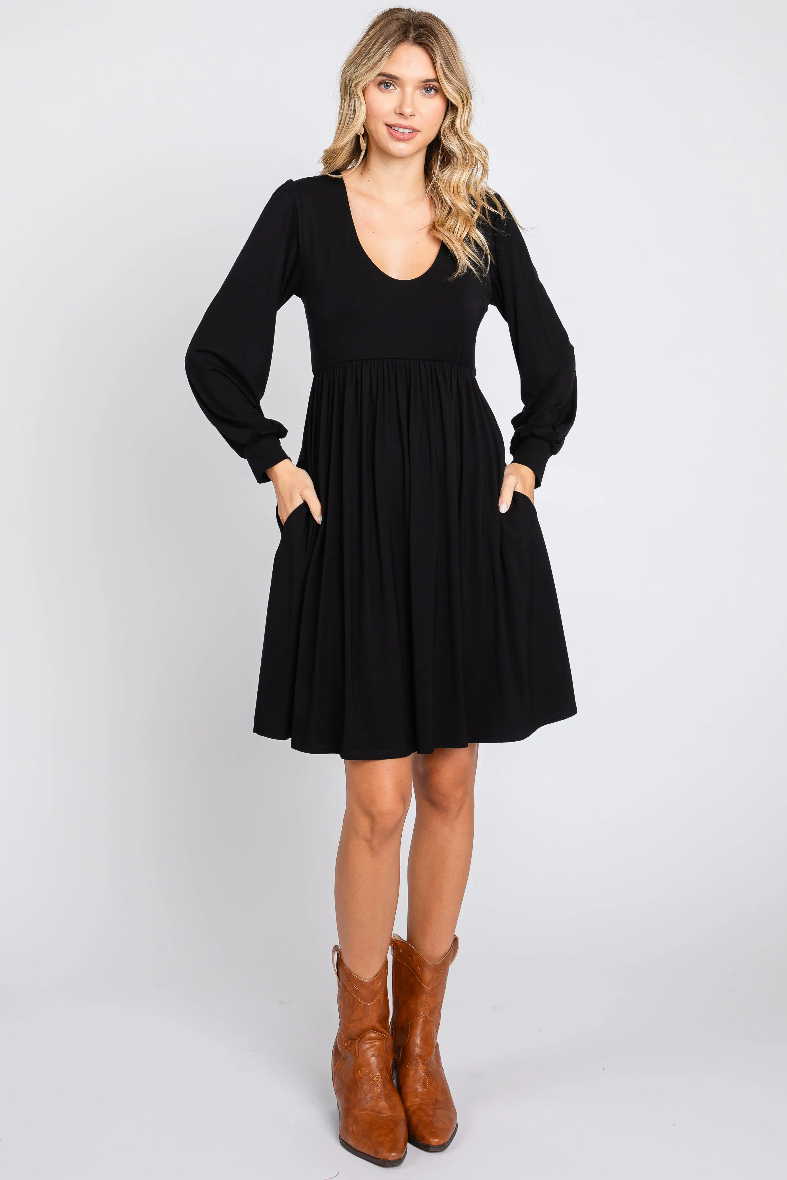 Black Long Puff Sleeve Dress sold by Pinkblush product image thumbnail 4