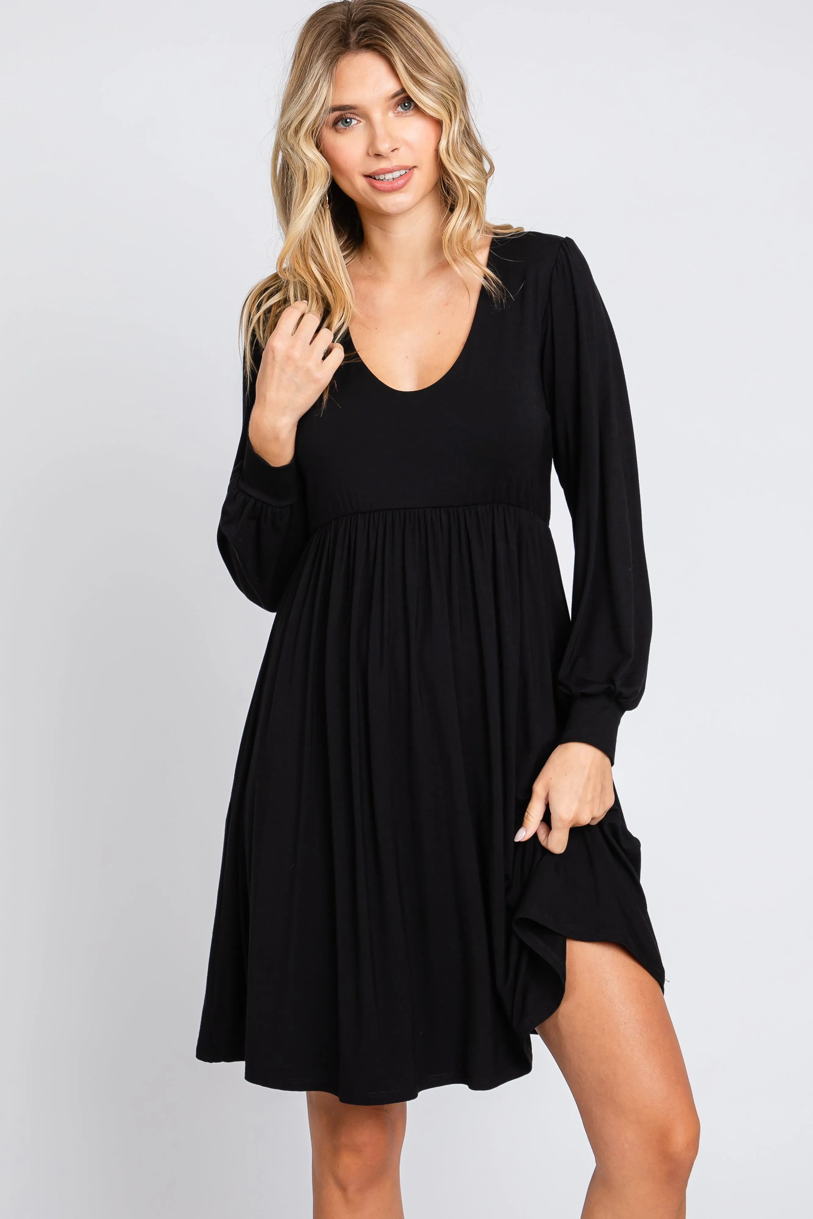 Black Long Puff Sleeve Dress sold by Pinkblush
