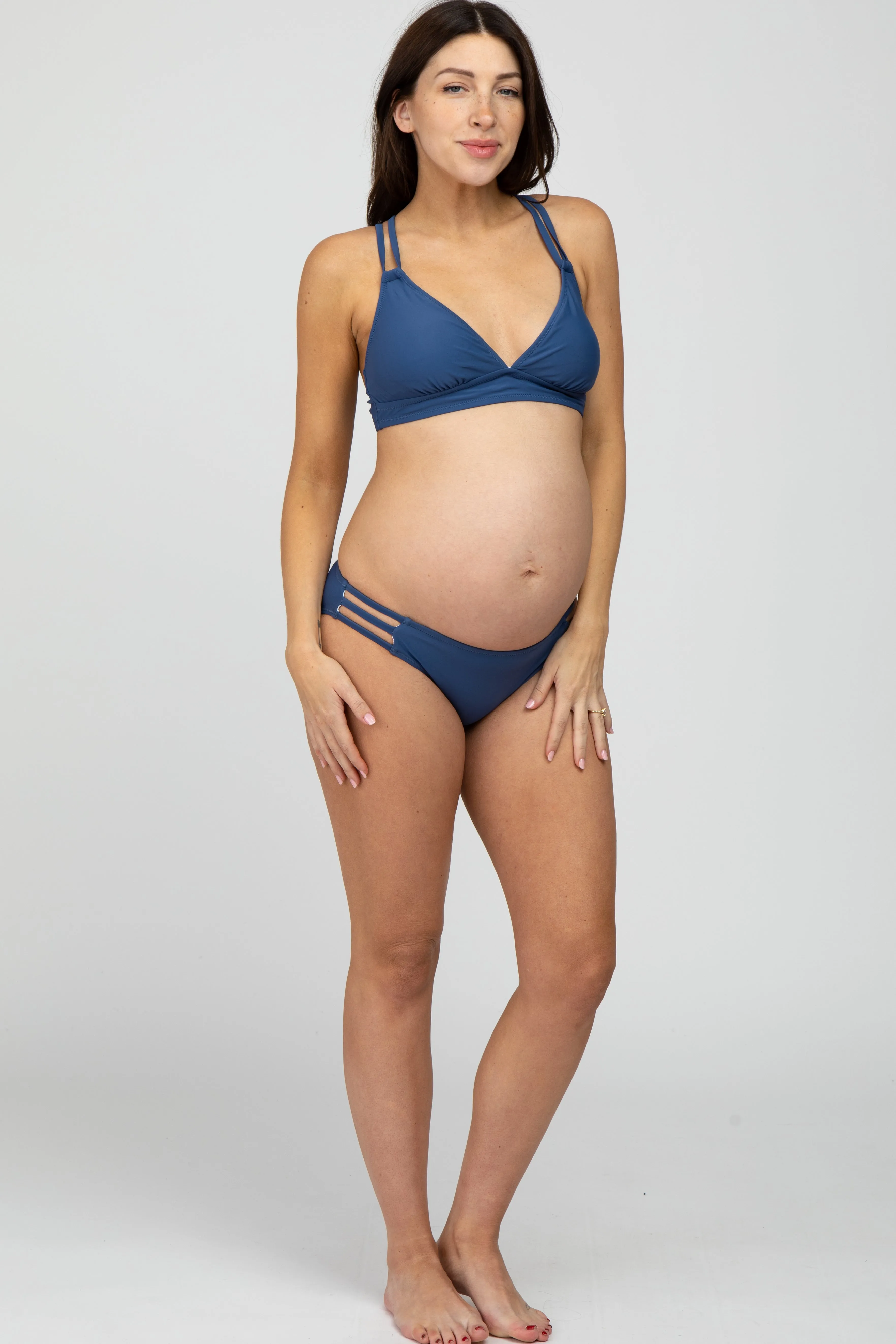 Navy Blue Strappy Cutout Two-Piece Maternity Bikini Set sold by Pinkblush product image thumbnail 2