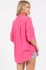 Fuchsia Linen Dolman Half Sleeve Button Down Top sold by Pinkblush