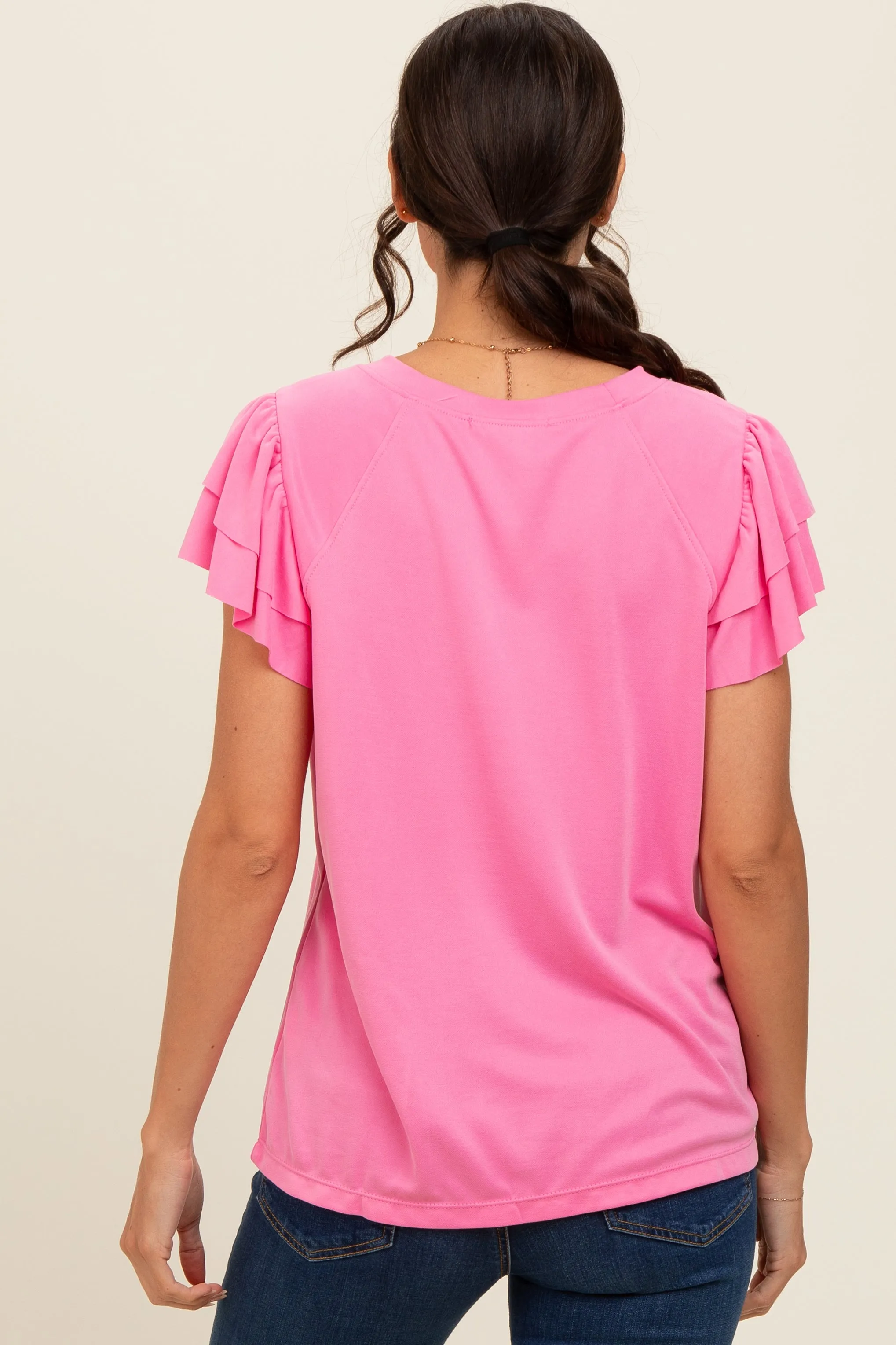 Pink Ruffle Short Sleeve Top sold by Pinkblush product image thumbnail 3
