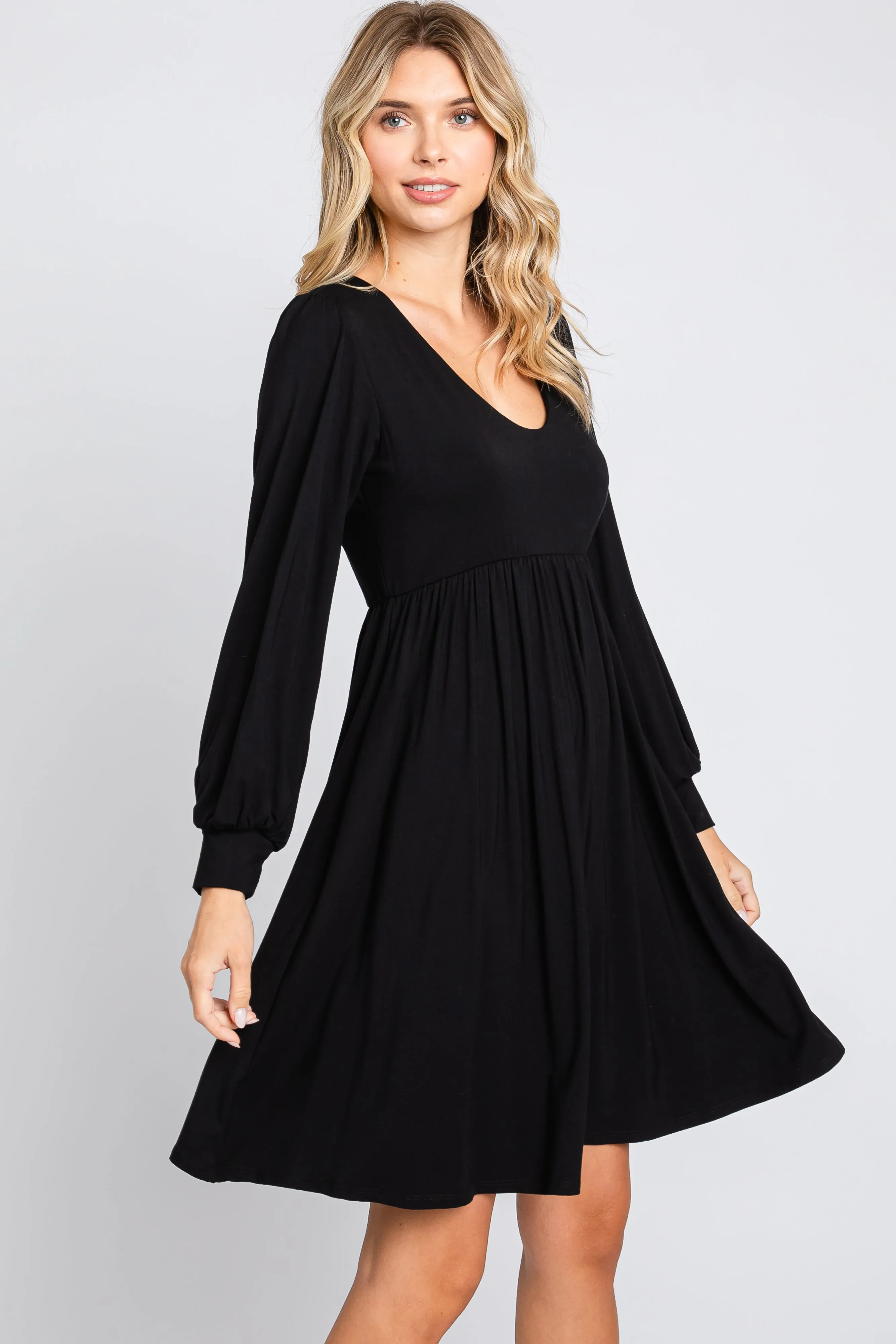 Black Long Puff Sleeve Dress sold by Pinkblush product image thumbnail 2
