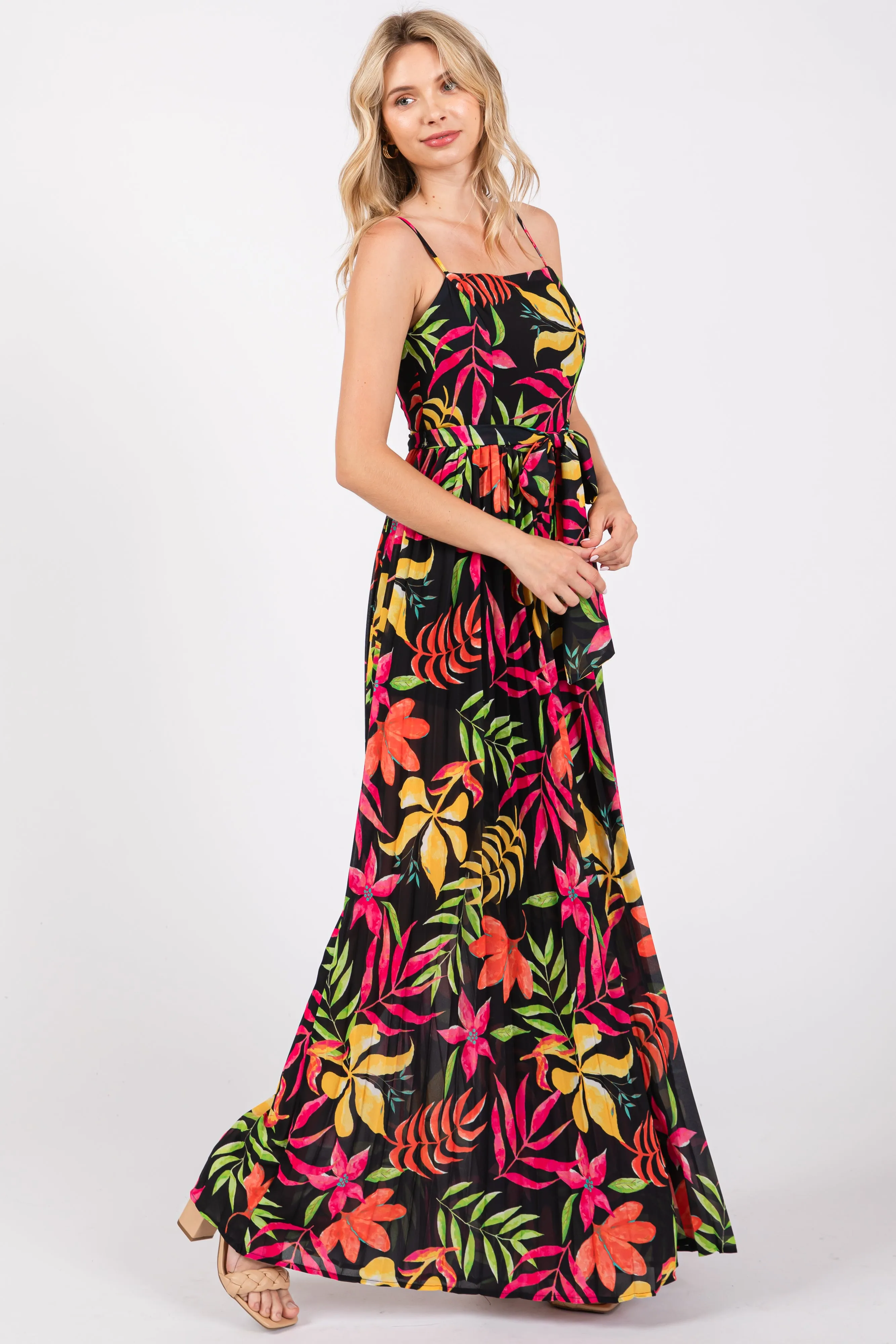 Black Floral Wide Leg Jumpsuit sold by Pinkblush product image thumbnail 2