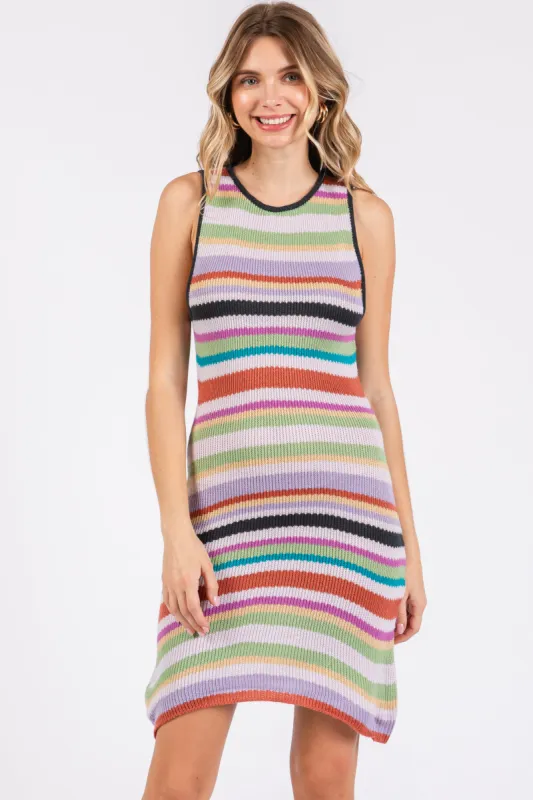 Green Striped Sleeveless Sweater Dress sold by Pinkblush