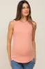 Peach Ribbed Round Hem Maternity Tank Top sold by Pinkblush