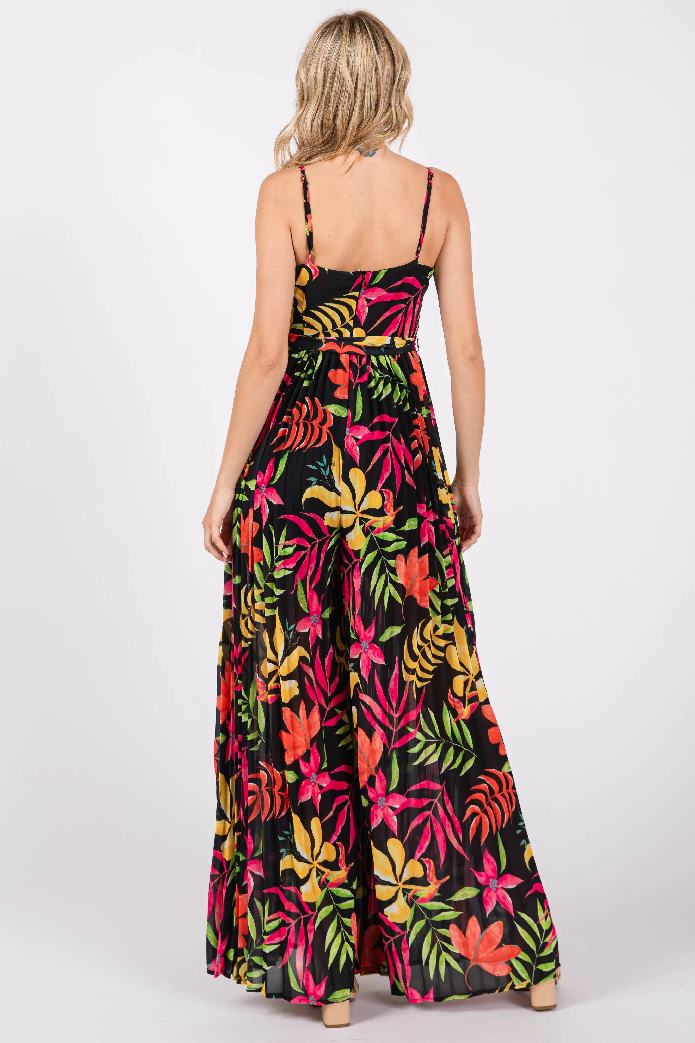 Black Floral Wide Leg Jumpsuit sold by Pinkblush product image thumbnail 3