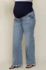Light Blue Fringe Hem Maternity Plus Wide Leg Jeans sold by Pinkblush