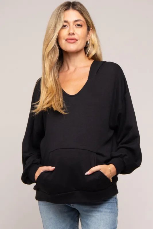 Black Front Pocket Maternity Hoodie sold by Pinkblush