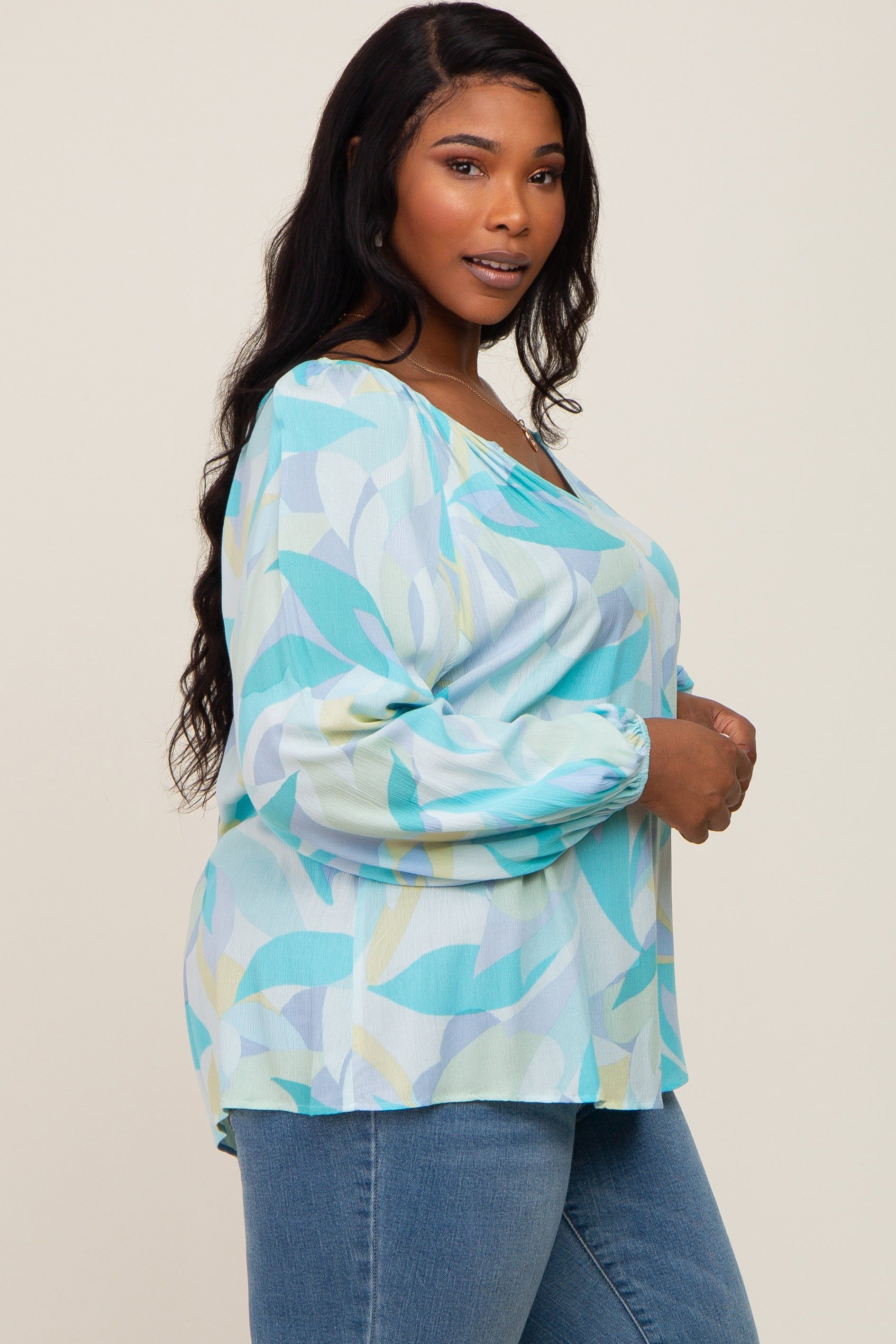 Blue Abstract Print Plus Blouse sold by Pinkblush product image thumbnail 2