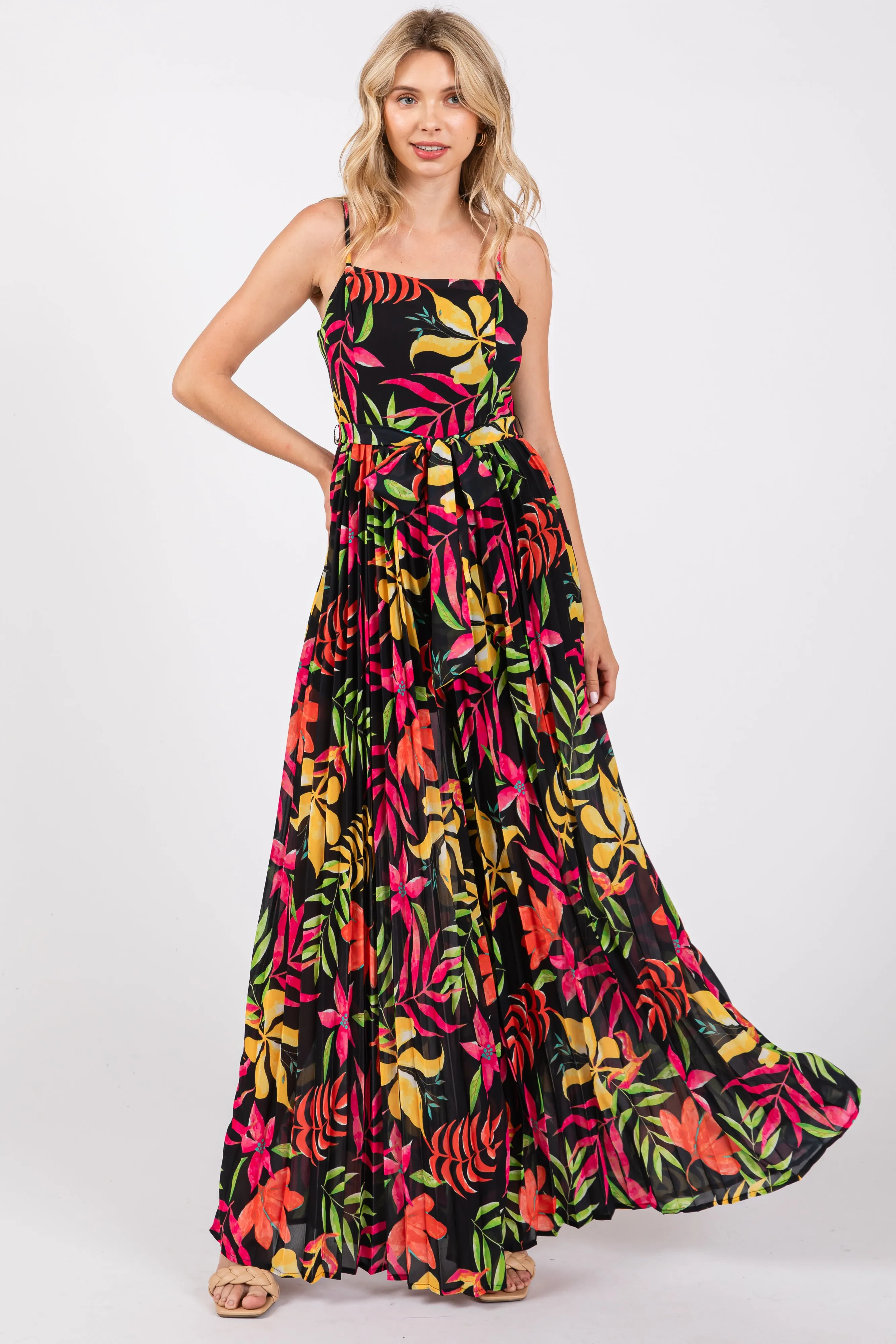 Black Floral Wide Leg Jumpsuit sold by Pinkblush