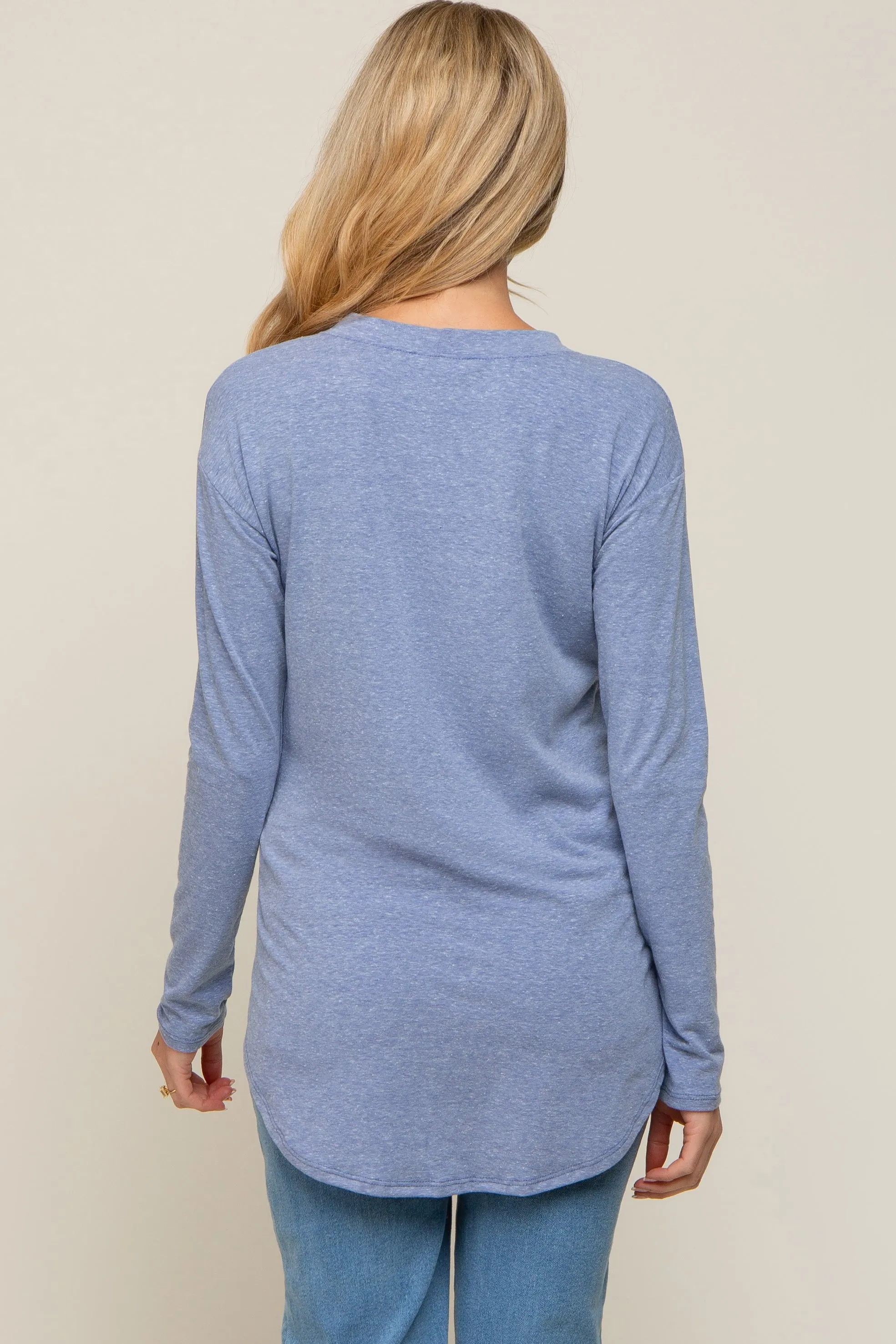Blue Long Sleeve Curved Hem Maternity Top sold by Pinkblush product image thumbnail 3
