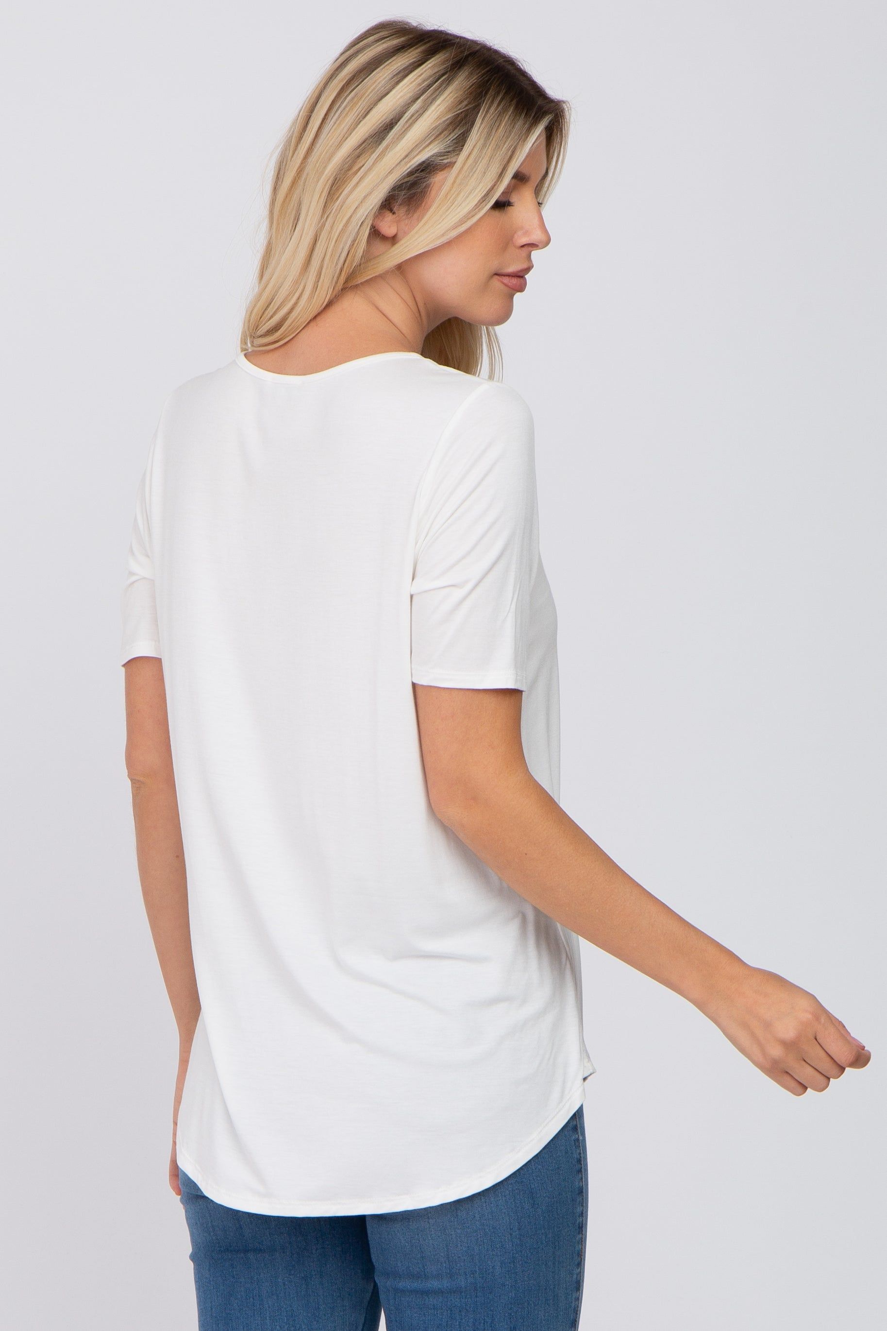 Ivory Solid Short Sleeve Top sold by Pinkblush product image thumbnail 3