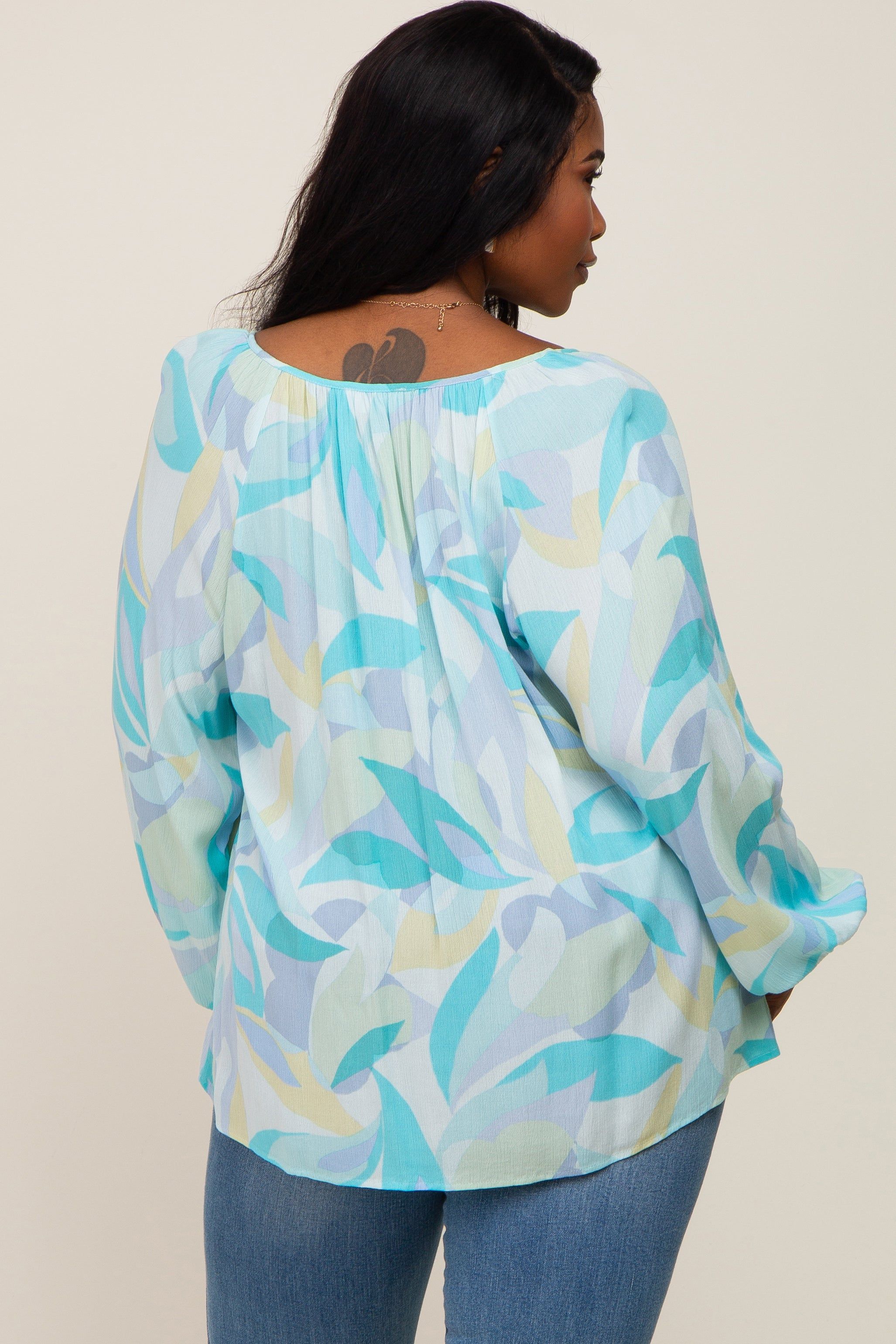 Blue Abstract Print Plus Blouse sold by Pinkblush product image thumbnail 3