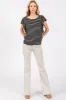 Black Striped Ruffle Sleeve Top sold by Pinkblush