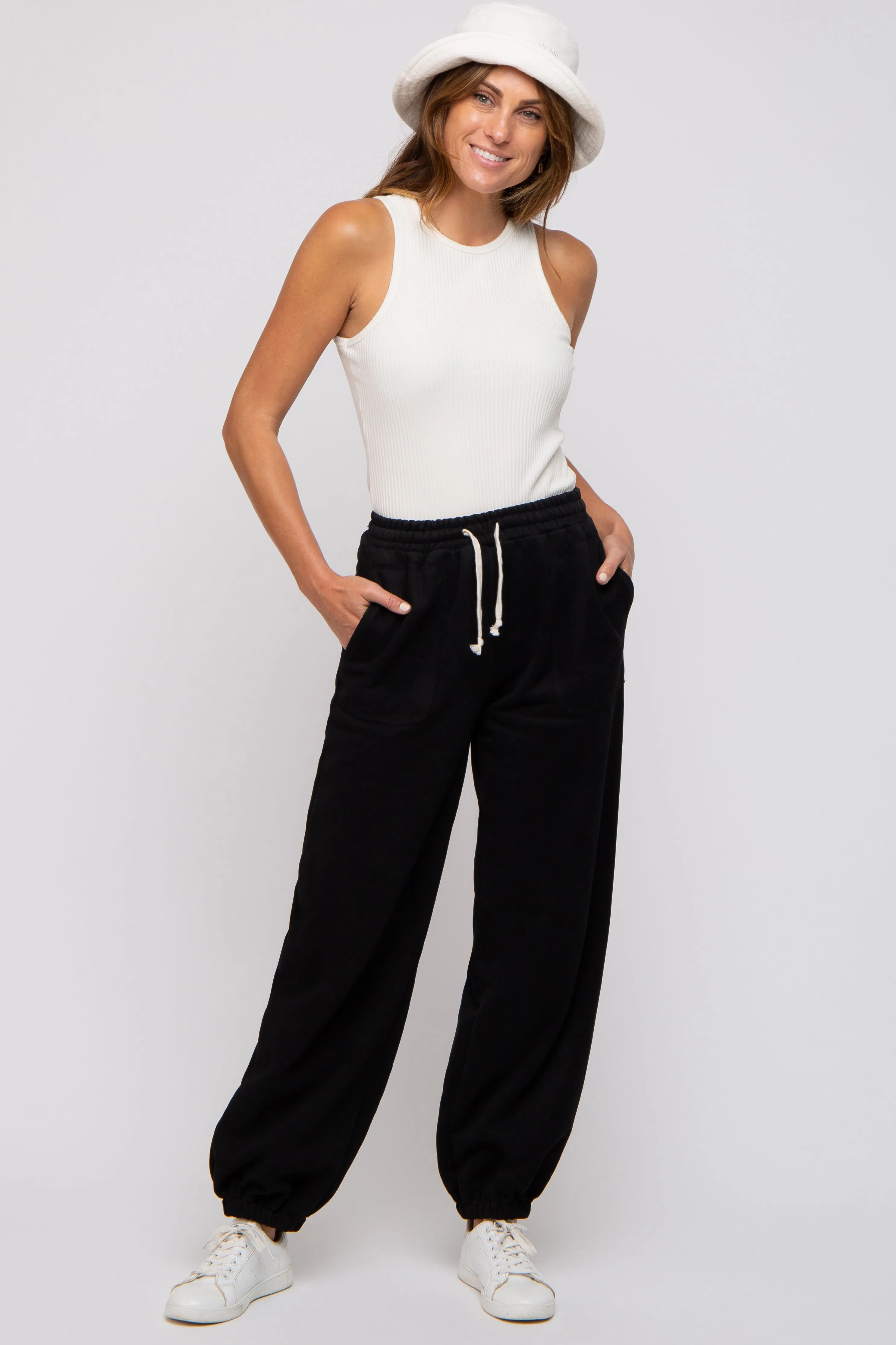 Black Drawstring Relaxed Fit Sweatpants sold by Pinkblush product image thumbnail 5