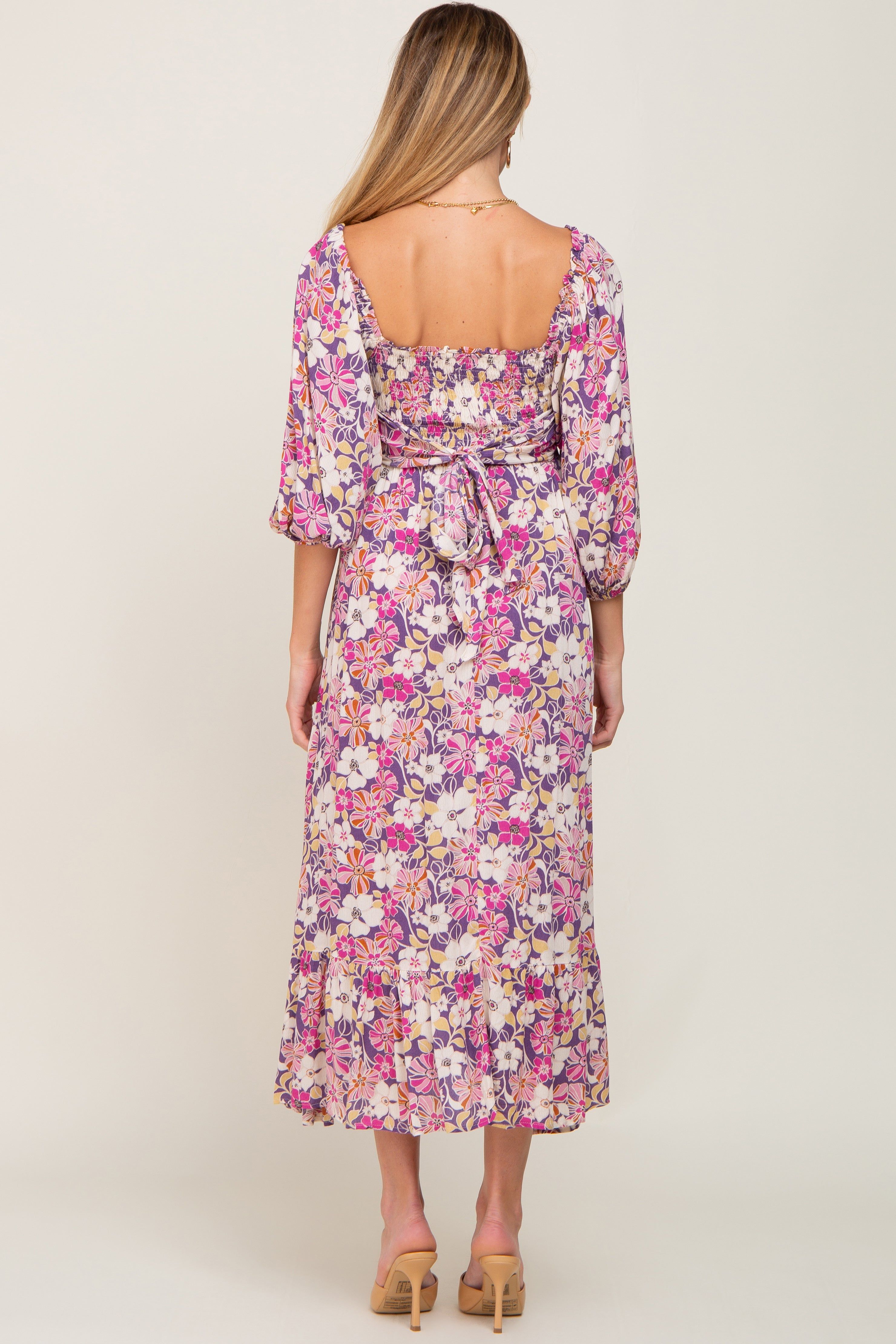 Purple Multi-Color Floral Maternity Maxi Dress sold by Pinkblush product image thumbnail 3
