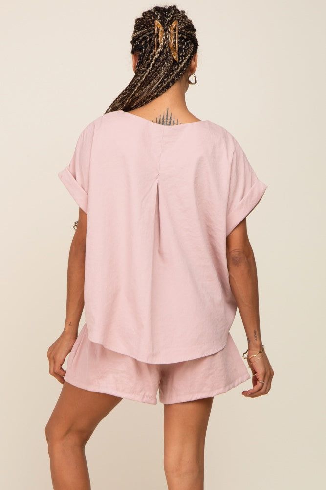 Light Pink Short Cuffed Sleeve Top and Short Set sold by Pinkblush product image thumbnail 3