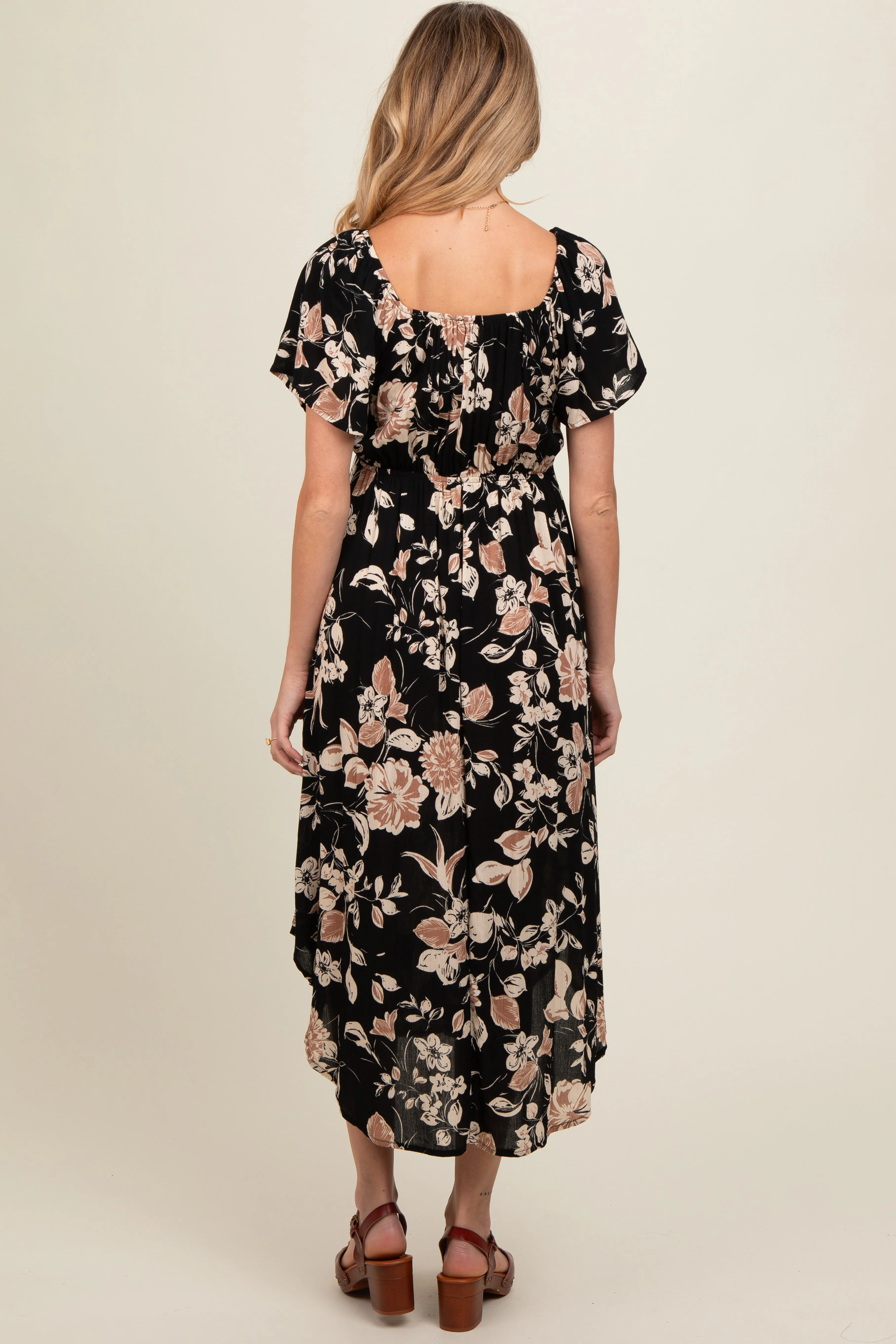Black Floral Maternity Midi Dress sold by Pinkblush product image thumbnail 3