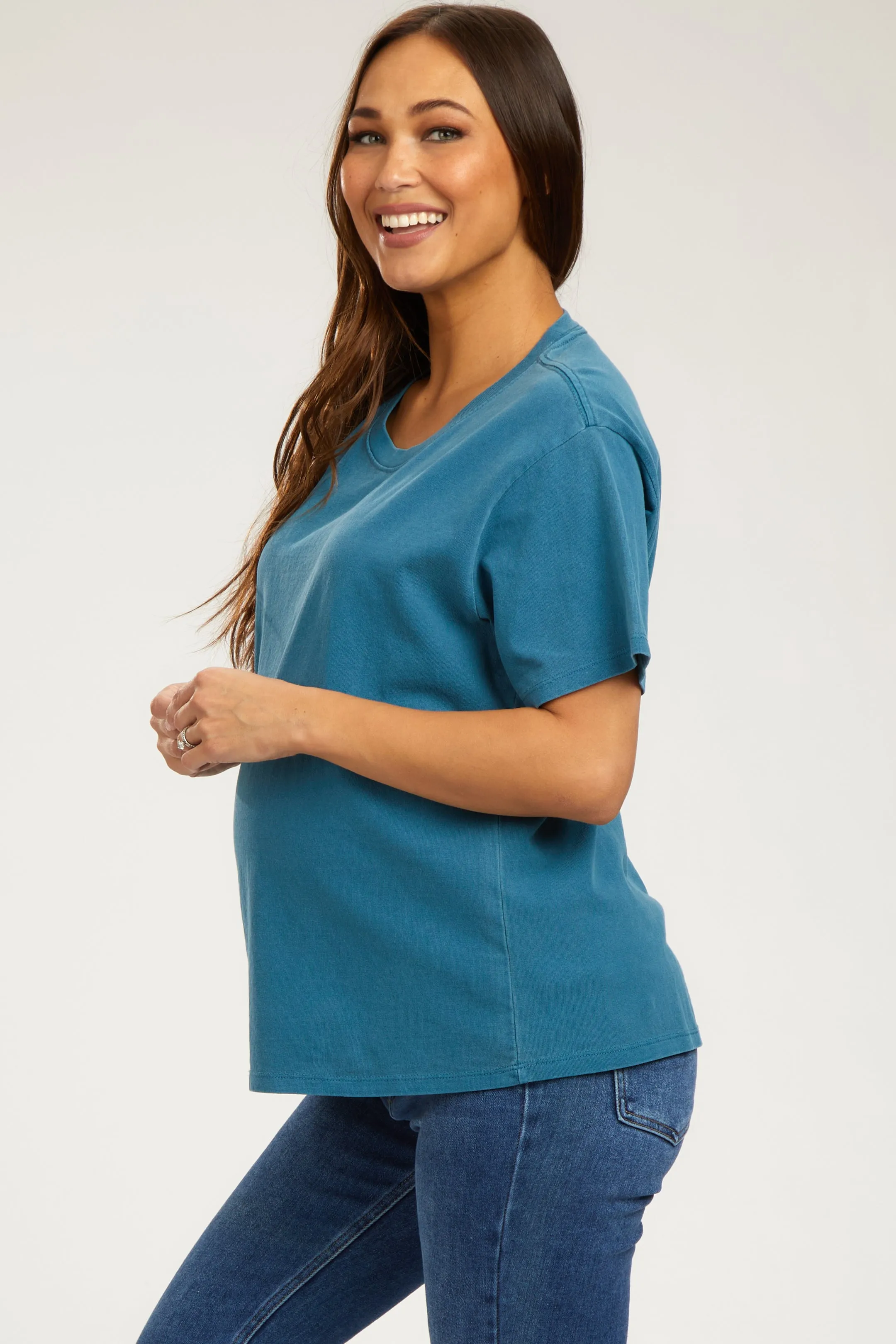 Dark Teal Short Sleeve Maternity Top sold by Pinkblush product image thumbnail 2