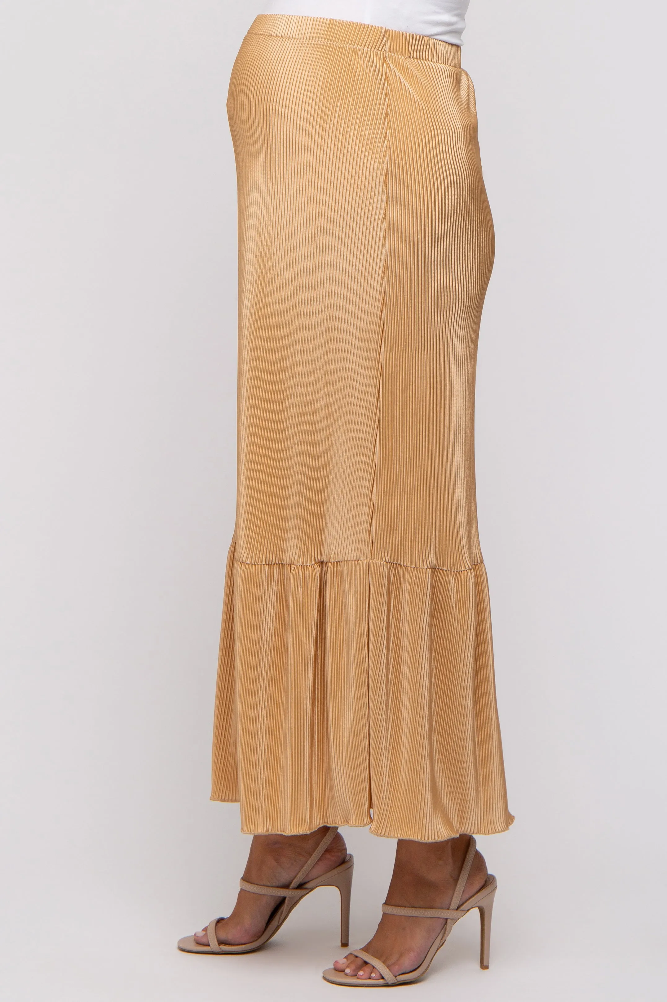 Taupe Plisse Maternity Maxi Skirt sold by Pinkblush product image thumbnail 3