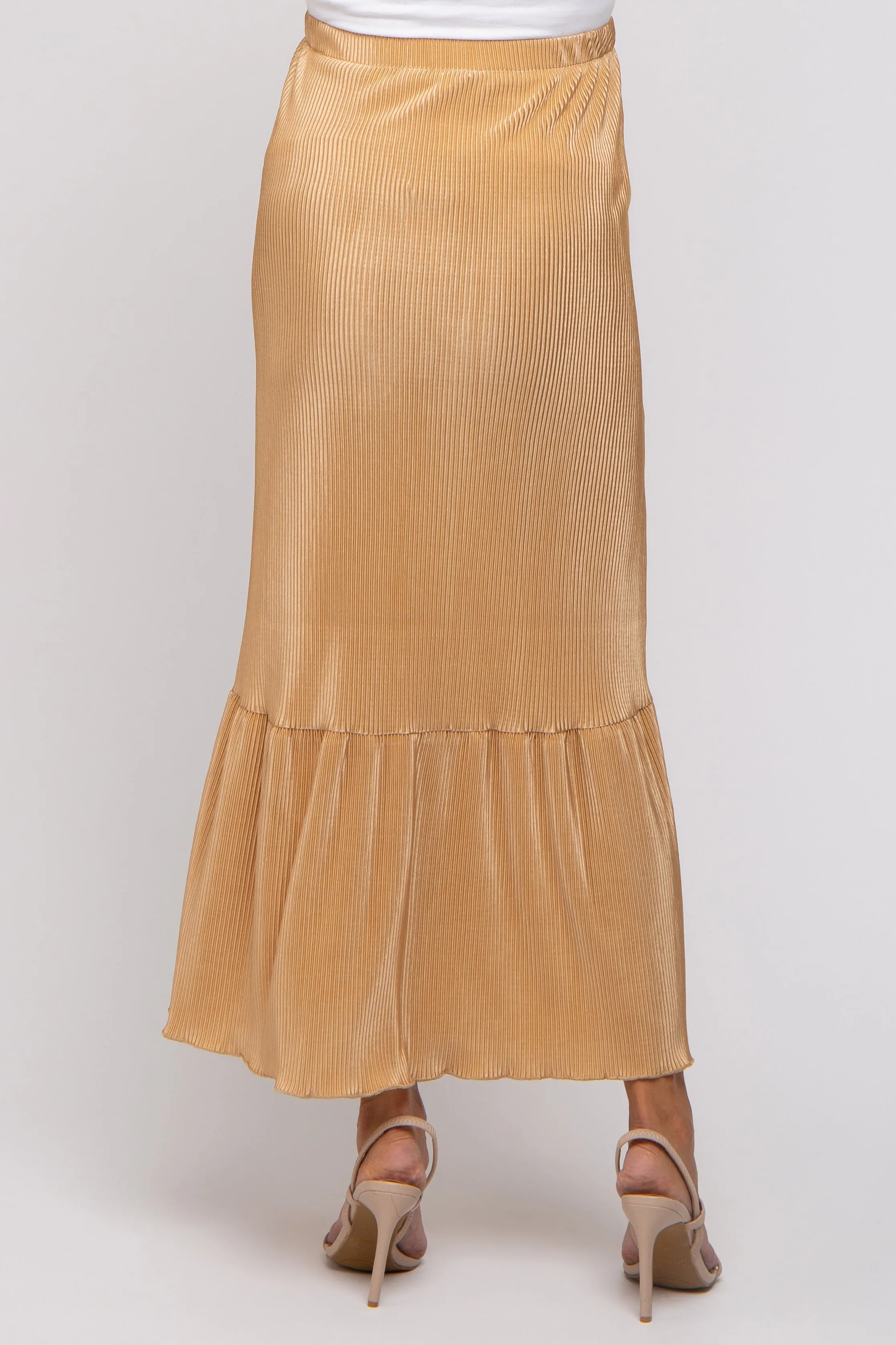 Taupe Plisse Maternity Maxi Skirt sold by Pinkblush product image thumbnail 4