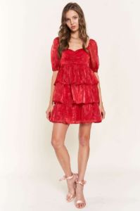 Red Satin Mini Dress sold by Pinkblush